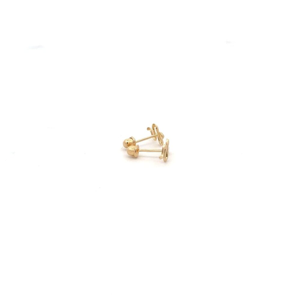 14K Gold Stud Earrings Snake Screw Back Type Very Tiny - Picture 5 of 5